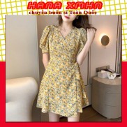 [VÁY DỰ TIỆC] Váy Hoa Nhí, Đầm Nữ Buộc Vạt Chất Voan Mềm Phong Cách Hàn Quốc _Siêu Hot